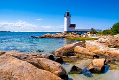 Rocky Shore by Annisquam Harbor Lighthouse in Massachusetts